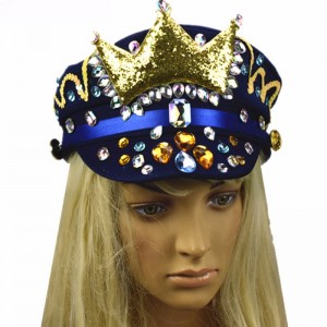 Ny safirblå krone Lyjenny hat Brazilian Carnival diamant hatte paljetter hat skræddersyet engros