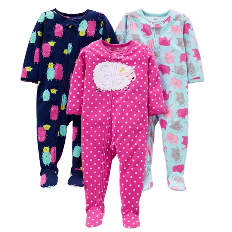 Carter's Baby and Toddler Girls '3-pak Loose Fit Fleece Footed Pyjamas Nattøj