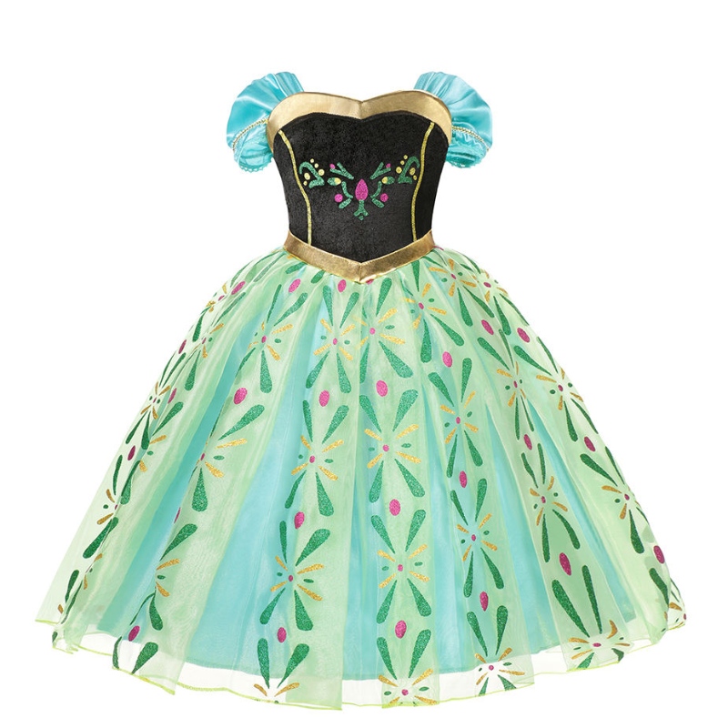 Anna Princess kjole til piger klassisk blomster kort mesh prom kjole børn halloween cosplay sne dronning party kostumer