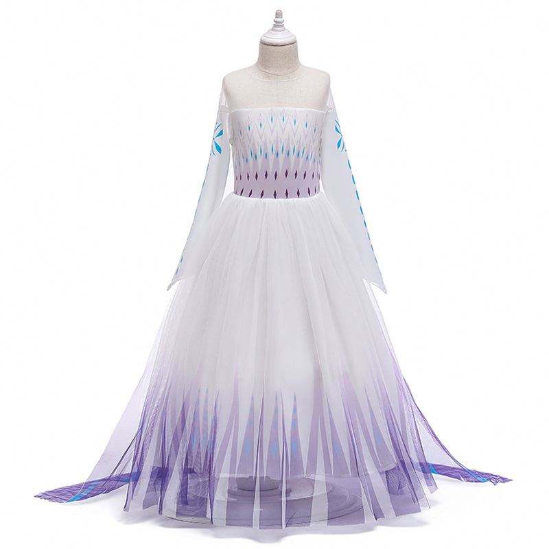 2020 Engros ins Snow Queen Elsa Dress Princess Girl Anna Long White Dress Bx1693