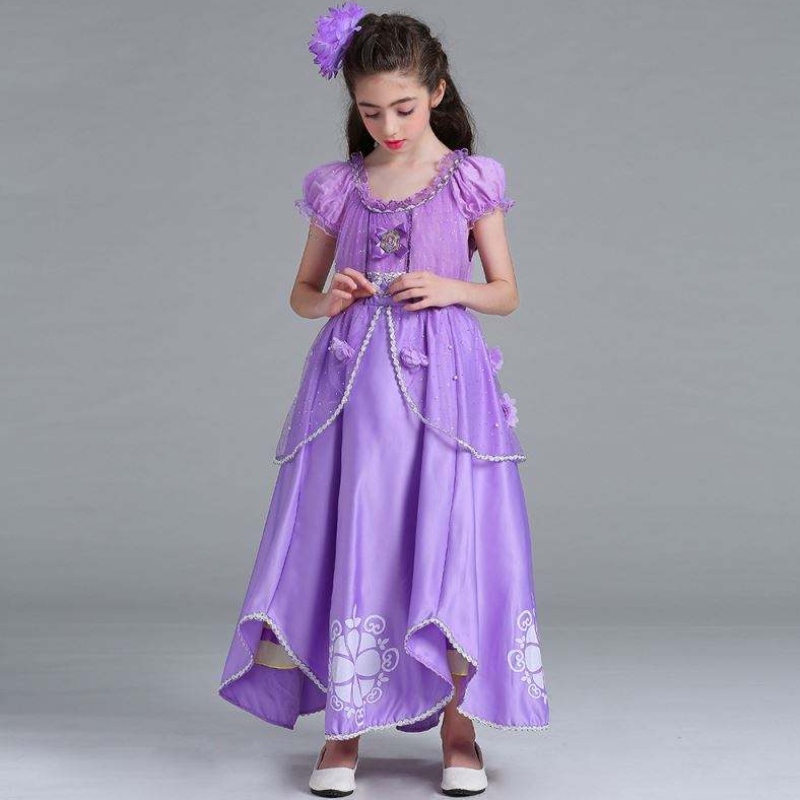 Baige Sophia Rapunzel kjole lilla pige prinsesse kjole performance halloween prinsesse pige cosplay kostume