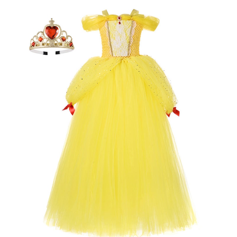 Girl Belle Princess Dress Kids Beauty and the Beast Costume Girl Baby Christmas Princess fødselsdagsfest Fancy Dress