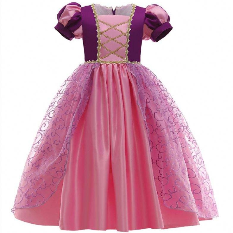 Kid Girls Princess Rapunzel Dress Up Kids Kids Halloween Costume fødselsdagsfest kjole D0694