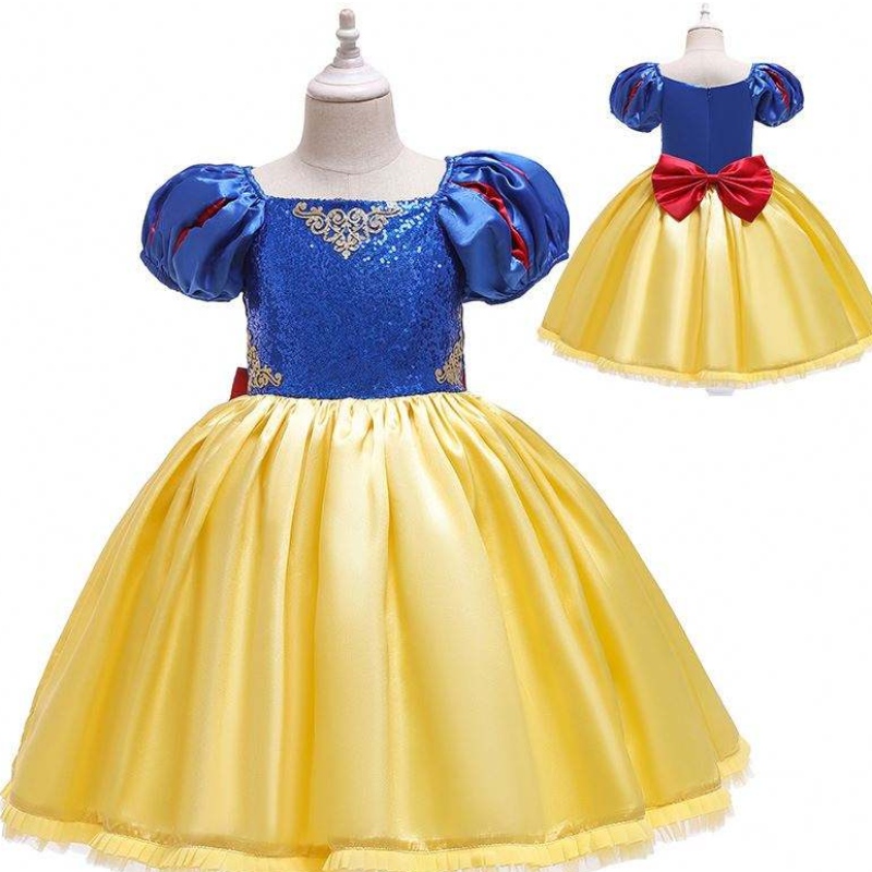 Baige Ny ankomst Kort ærmer Snehvide frock pige jul Halloween festkjole D0677