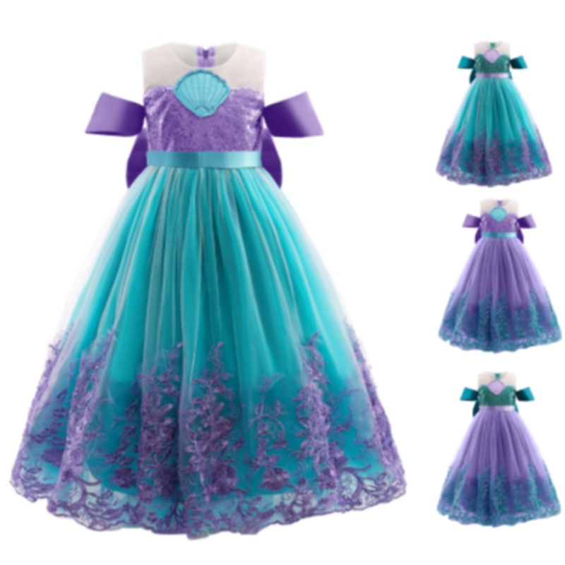 Havfrue prinsesse pige kjole børn halloween cosplay kostumer baby pige lilla kjole børn fødselsdag fest tøj tutu kjole