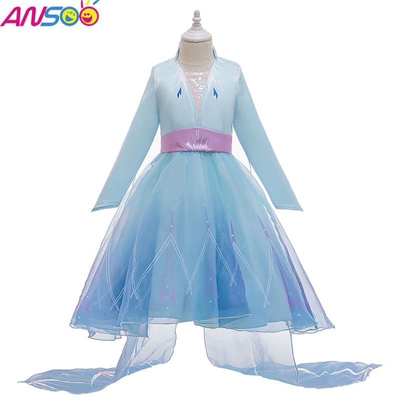 Ansoonyeste børn berømtheder tøj prinsesse Elsa slid kjole halloween kostumer til piger