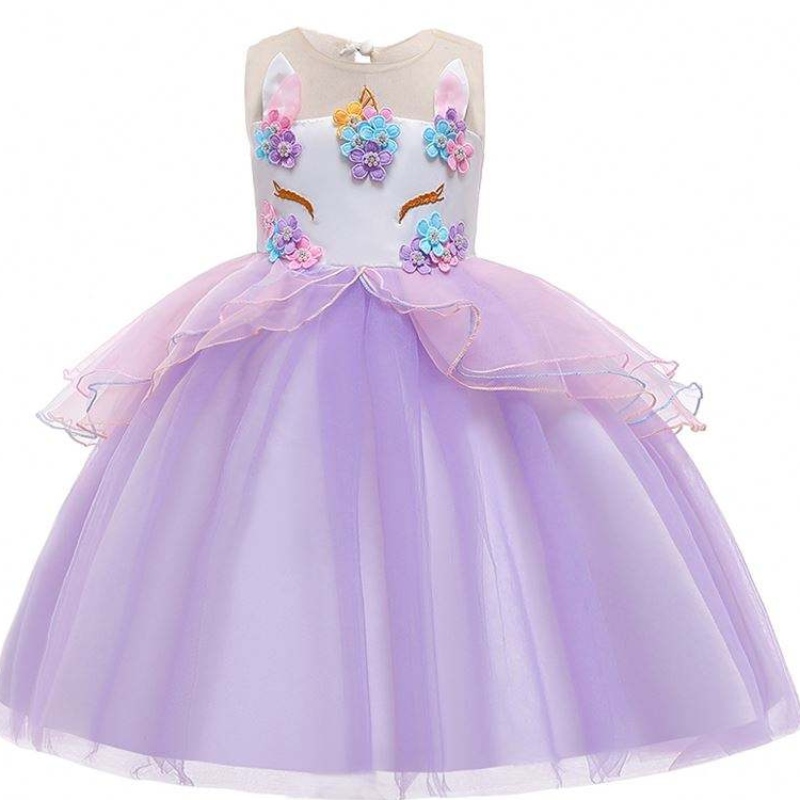 Engros baby klud børn enhjørning kugle kjole frock design pige fest kjoler djs006
