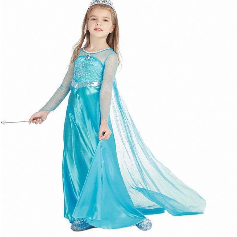 Børns Wear Kids Party Cosplay-kostume Langærmet Sequin Girl Elsa Dress Set New Elsa Anna Dress 3-8T HCGD-001