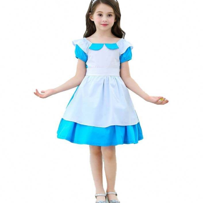 Børn kostumer tøj sne hvid alice spædbarn 100% bomuld 2-6 år baby pige stropp kjole børn pige prinsesse kjoler dghc-029