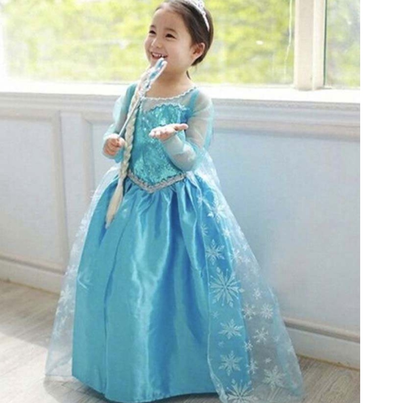 Børns julefødselsdagsfest prinsesse cosplay Elsa 2 piger kjole DGHC-002