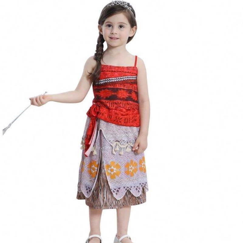 Halloween cosplay kostumenederdel sæt kostume moana kjole piger med halskæde med pandebånd DGHC-015