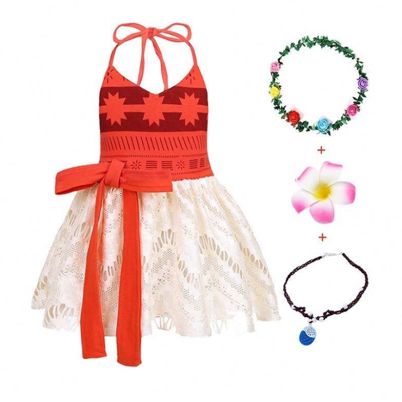 2022 Dejlige babypiger Prinsesse Adventure Halter Moana Cosplay Dress Up tøj HCMO-004