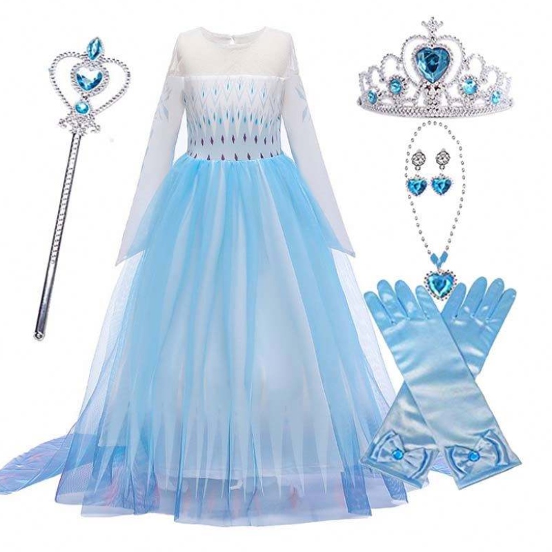 Halloween Carnival fødselsdagsfest cosplay outfit is 2 langærmet Elsa kjole til piger HCGD-009