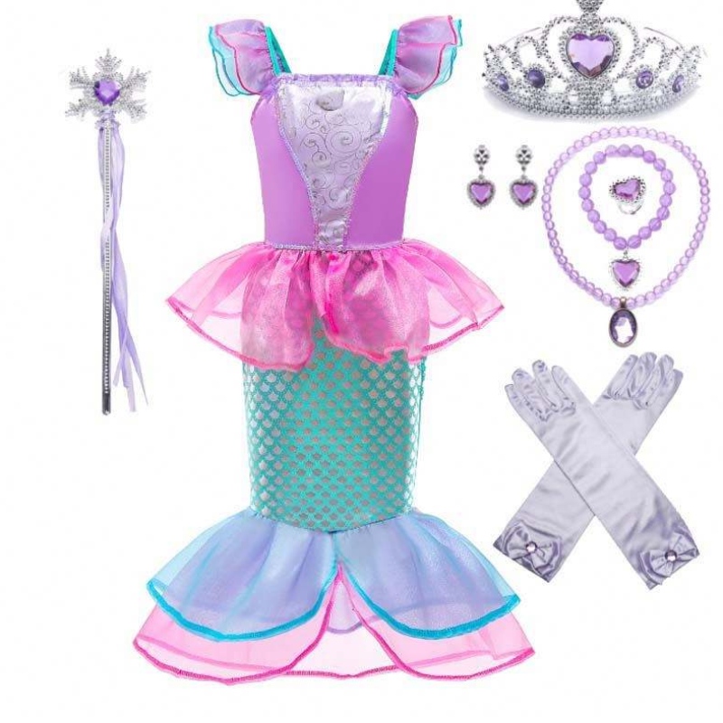 Amazon Top Seller Kids Carnival Party Little Girl Mermaid kostume til børn med tilbehør DGHC-028