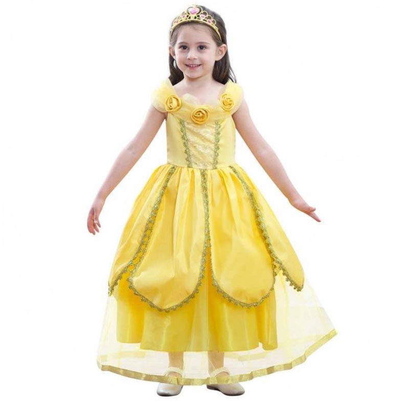 2022 Nye ankomster Little Kid Ball Gown Halloween Party Cosplay Girls Princess Belle Beauty Costume HCBL-004