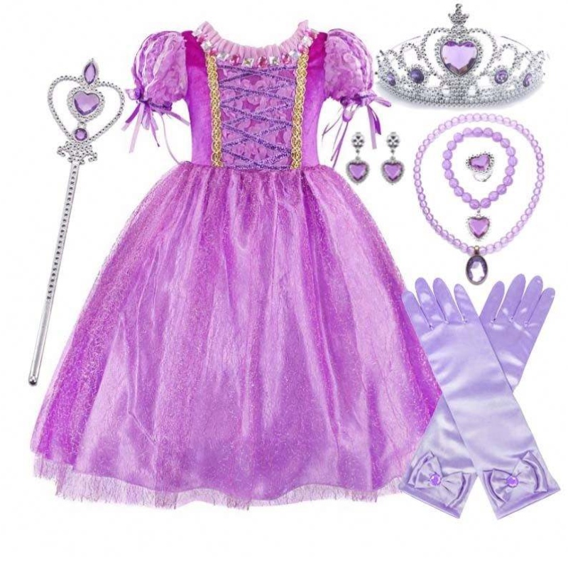 gadgets 2022 små piger lilla farve rapunzel prinsesse kjole med tilbehør hcrs-006