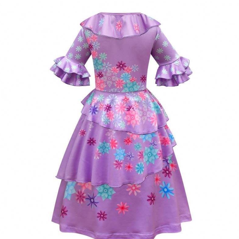 Nyt produkt 2022 Kids Girls Mirabel Madrigal Cosplay Outfit Dress Up Encanto Isabela Dress With Bag Wig HCIS-006