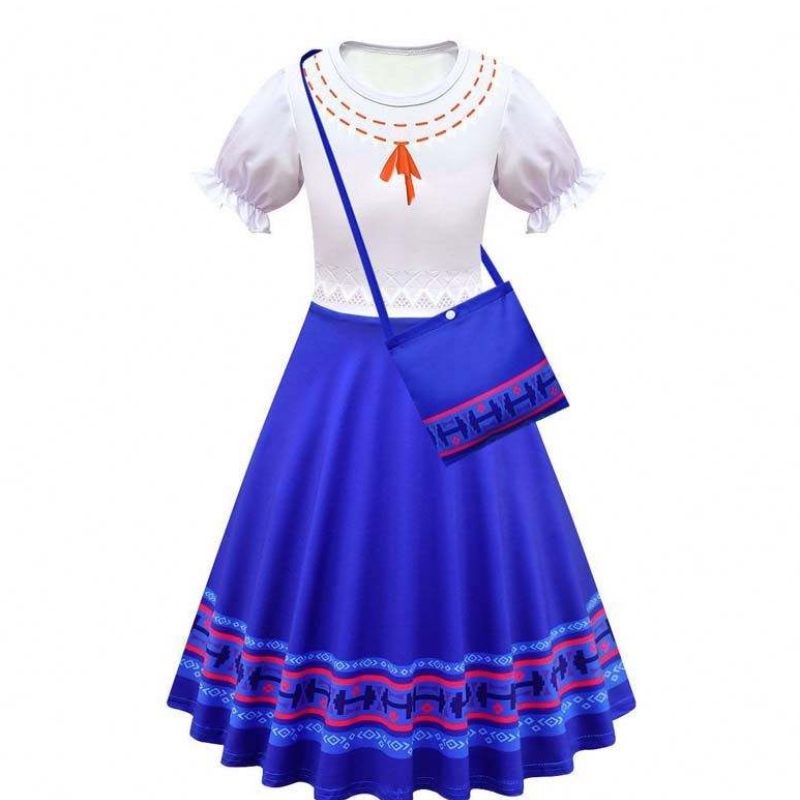 Carnival Halloween Princess Party Clothes Flower Ruffles Lang kjole Mirabel Encanto kostume 90-170 cm HCIS-006