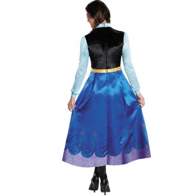 Bedst sælger 2022 Voksen Elsa Anna Cosplay Woman Halloween kostume Prinsesse kjole Voksen Anna kostume med kappe HCGD-053