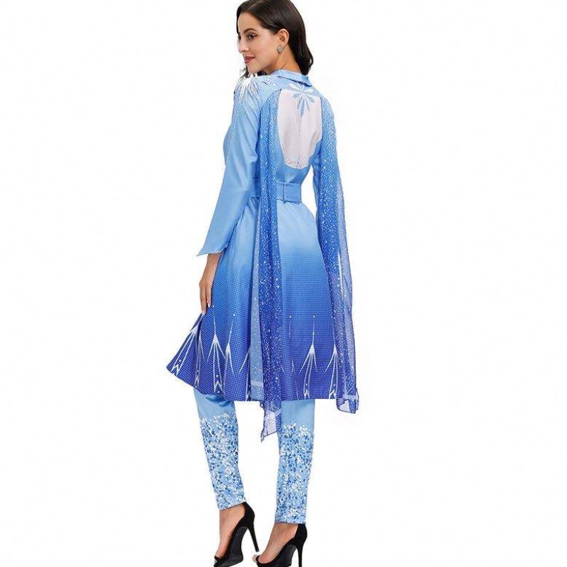 2022 Nye ankomster Voksen Snow Queen Elsa Cosplay Halloween kostume Kvinder HCGD-055