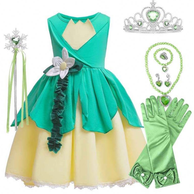 Kids Halloween-kostume Tiana-kostumeprinsesse og frø-kostume til piger HCTB-007