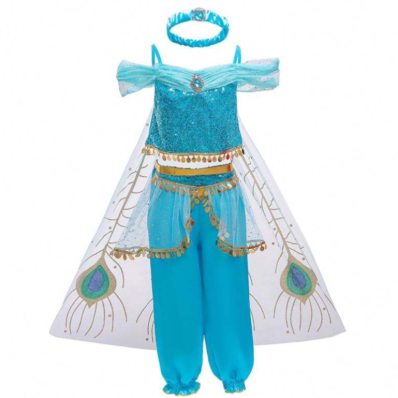 Baige Halloween Princess Jasmine Girl Long Pants With Cloak Kids Princess Fancy Costume BX1638