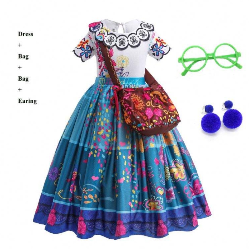 Ny ankomst børn smukke karneval halloween prinsesse kjole encanto mirabel isabella kjole