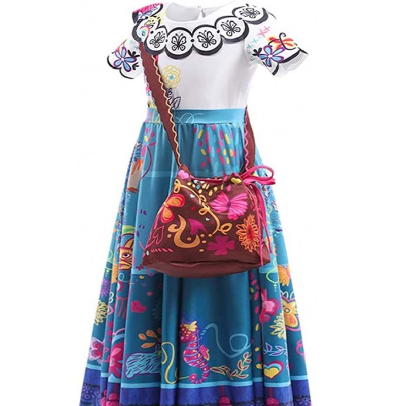 Ncanto Mirabel -kostume kjole til piger cosplay Isabela madrigal prinsesse Halloween Dress up med briller