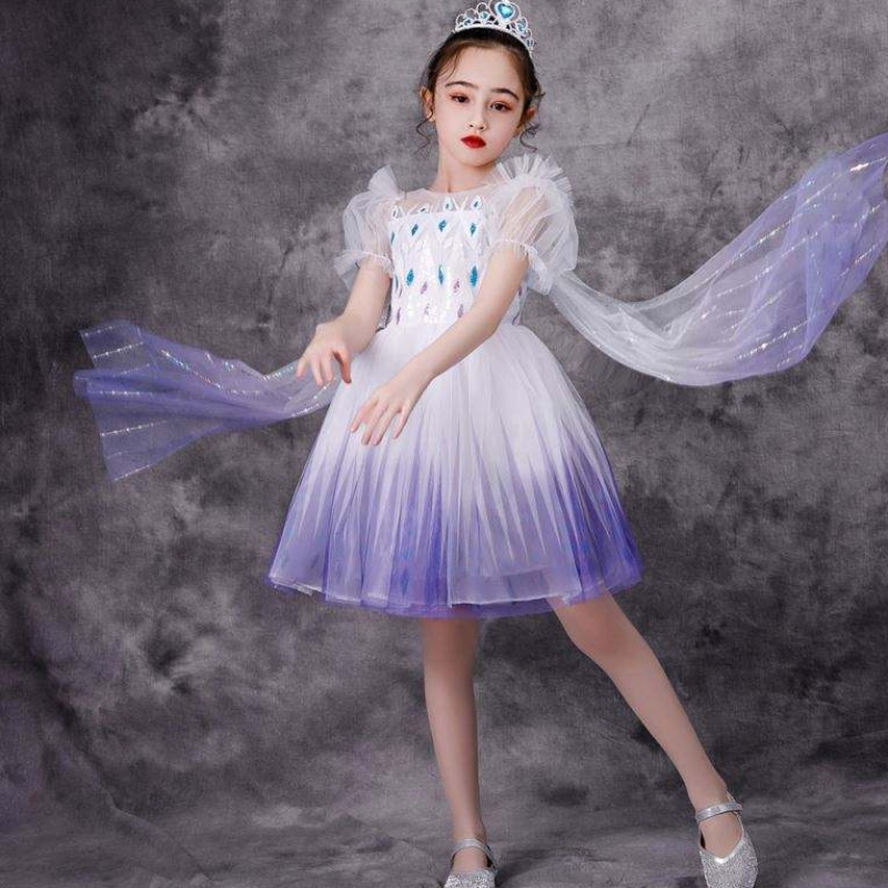 Seneste piger prinsesse Elsa kostume børn hvid lang blonder kjole baby fest slid kjoler bx1682