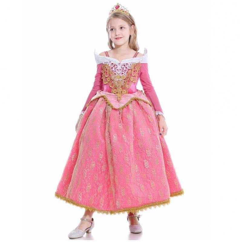 Piger kjole sovende skønhed prinsesse aurora blonder kjole cosplay performance kostume D0701 SMR026
