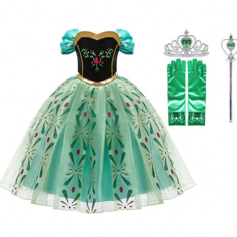Anna kjole til pige cosplay sne dronning prinsesse kostume børn halloween tøj børn fødselsdag karneval fancy kjole og paryk