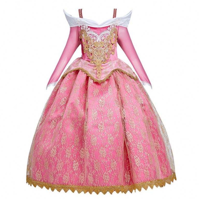Pige fancy deluxe sovende skønhed halloween prinsesse kostume fest aurora klæde børn rød lagdelt julepageant kjole
