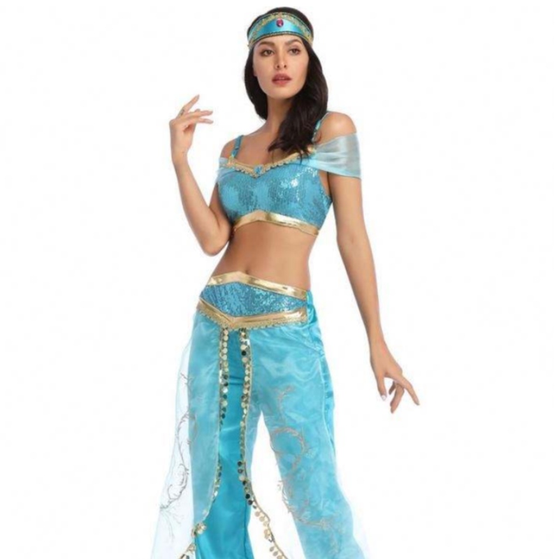 Engros Sexet jasmin aladdin bukser kvinder kostume prinsesse kostume voksen arabisk mave danser kostume prinsesse jasmine cosplay