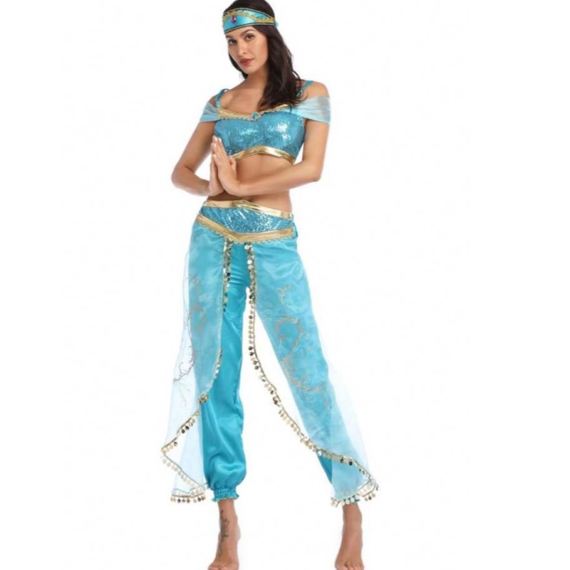 Engros Sexet jasmin aladdin bukser kvinder kostume prinsesse kostume voksen arabisk mave danser kostume prinsesse jasmine cosplay