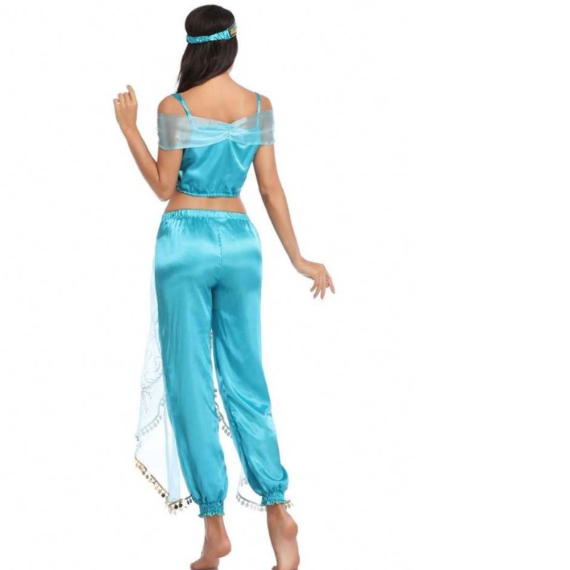 Engros Sexet jasmin aladdin bukser kvinder kostume prinsesse kostume voksen arabisk mave danser kostume prinsesse jasmine cosplay