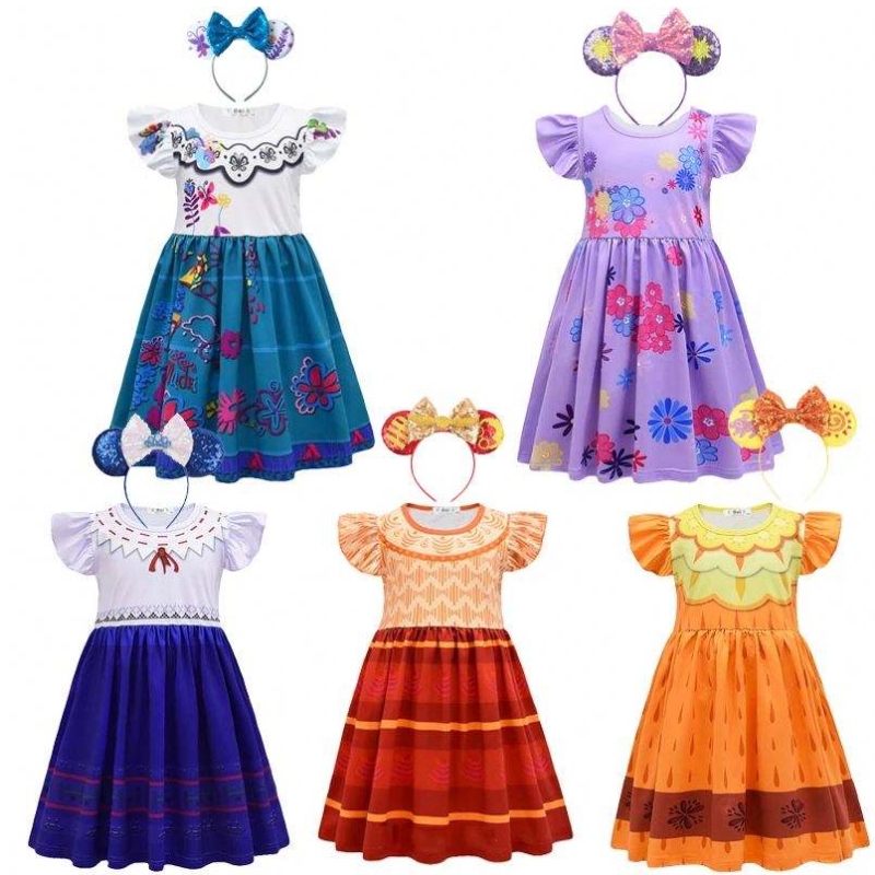 Piger encanto charme kjole encanto forklædning karneval sommer jomfru børn prinsesse midi mirabel isabela fødselsdagsfest kjole u