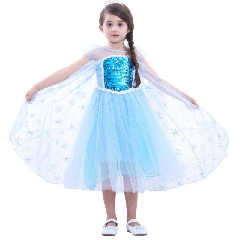 Piger Elsa Princess Elsa Anna Fashion Kids Costume Cosplay Costume Halloween Children Dress With Cape Dress 3-10 år