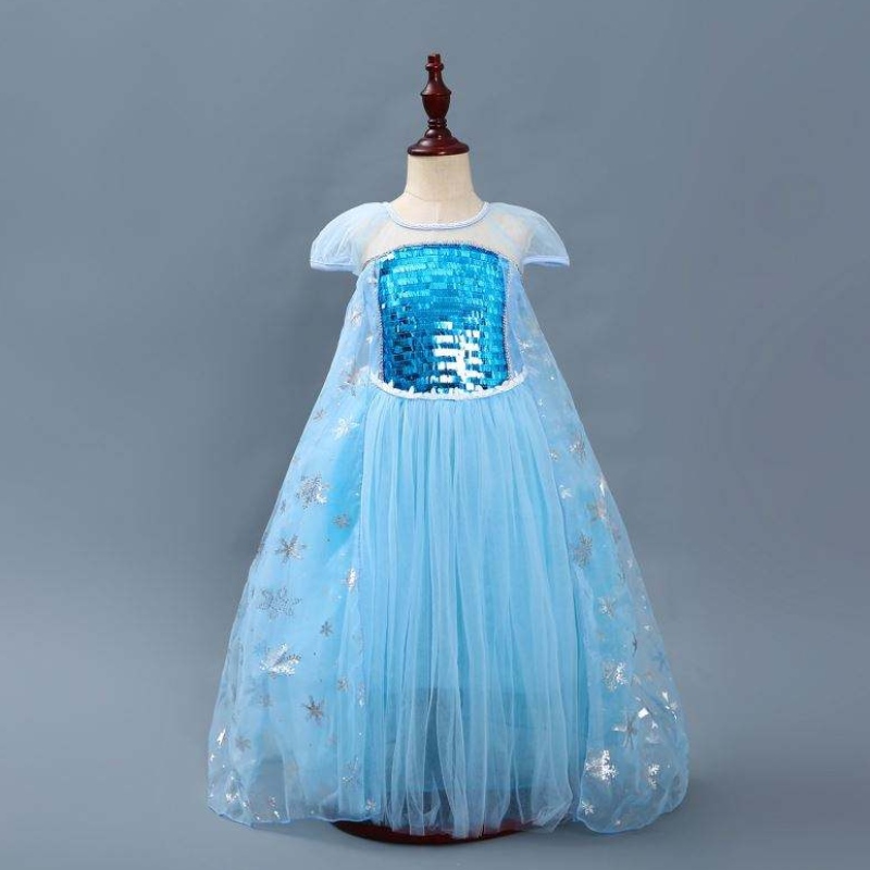 Piger Elsa Princess Elsa Anna Fashion Kids Costume Cosplay Costume Halloween Children Dress With Cape Dress 3-10 år