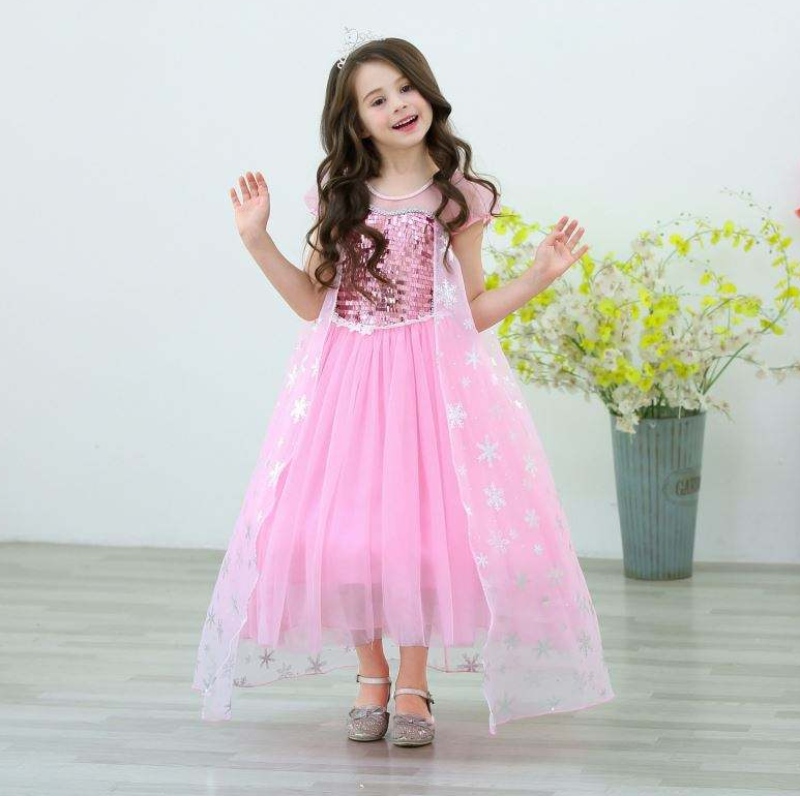 Piger Elsa Princess Elsa Anna Fashion Kids Costume Cosplay Costume Halloween Children Dress With Cape Dress 3-10 år