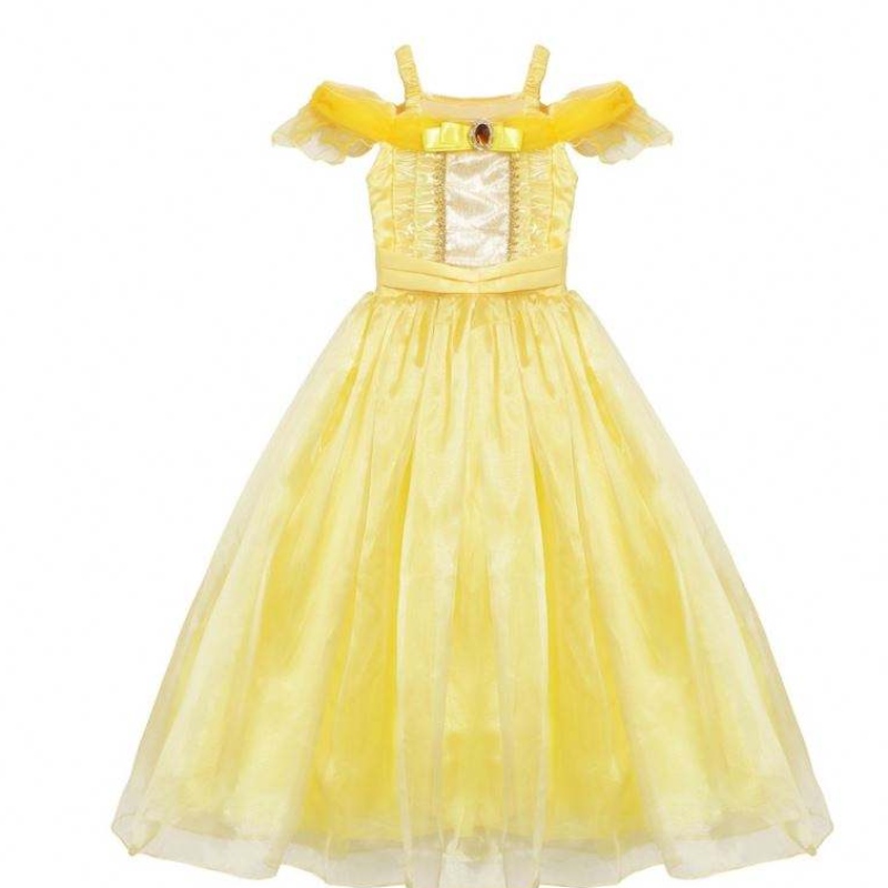 Piger belle prinsesse kjole børn belle cosplay kostumer baby pige kjole kjole gul fancy kjole til småbarn halloween fest