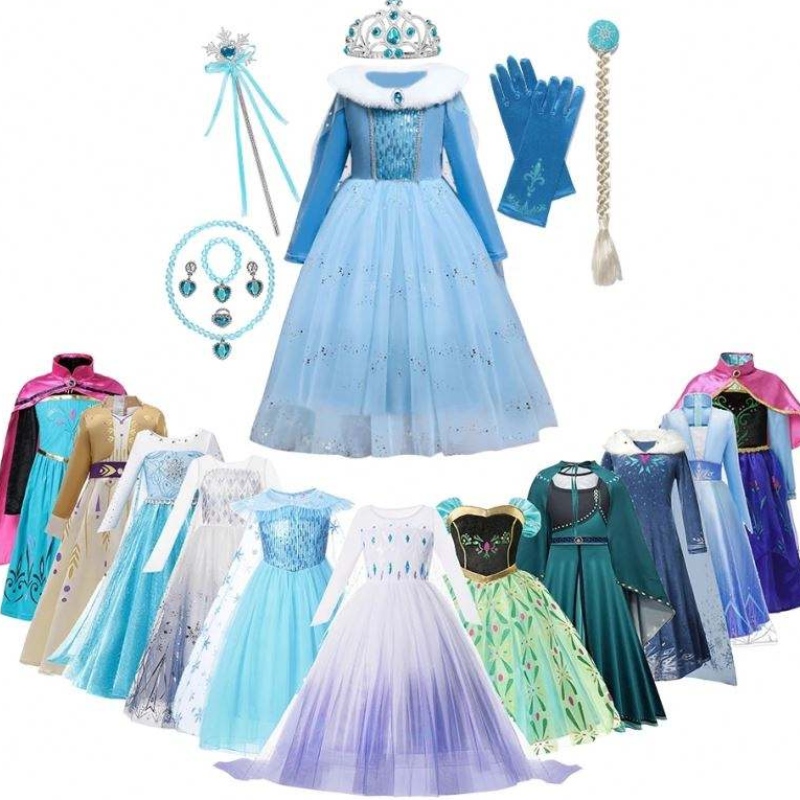 Anna Elsa Princess kostumer til børn Halloween julefest cosplay sne dronning fancy kjoler piger snefnug prom kjole