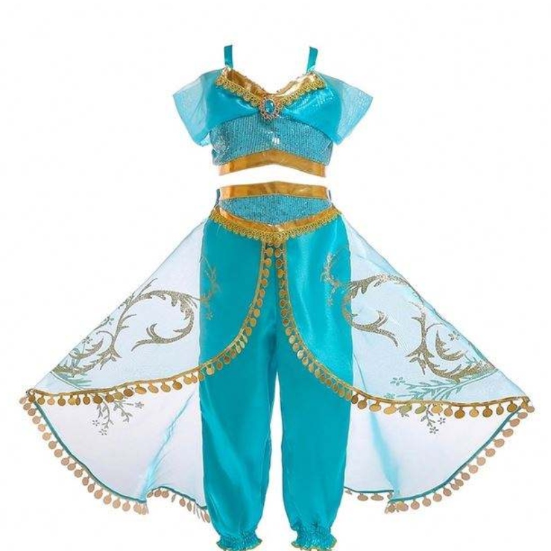 Aladdin Jasmine Costume Kids Child Girls Jasmine Princess Costumes Halloween Party Belly Dance for Children Girls Cosplay