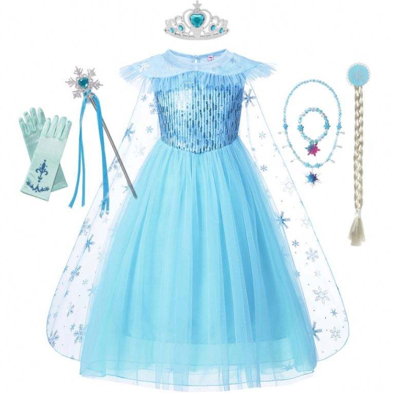 Piger Elsa cosplay kjole fancy kostume pige sne halloween fødselsdagsfest børn prinsesse tøj kappe