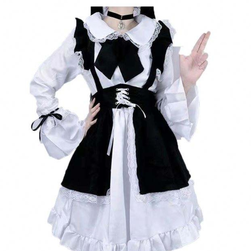 Kvinder Maid Outfit Anime kjole sort og hvid forklæde kjole lolita kjoler mænd cafe kostume cosplay kostume