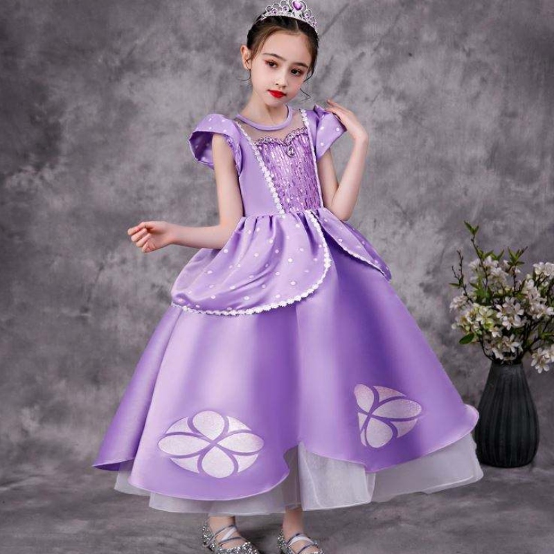 Baige Purple Sofia Rapunzel Elsa Anna Belle Princess Dress TV Movie Costumes Sofiya Princess For Girl