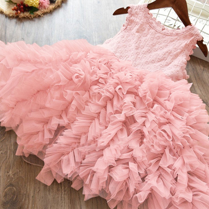 Sommer Toddler Girl kjoler børn blonder blomster kjole børn piger fluffy kage smash kjole prinsesse fest tøj