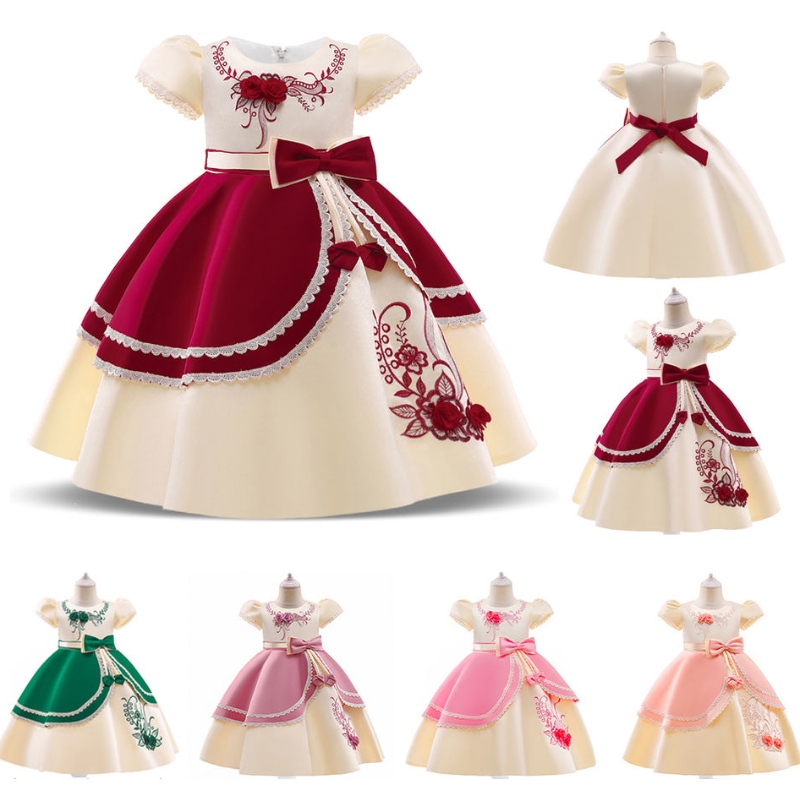 2022 Formel børn Vintage broderi kjole til pige børn kostume prom party prinsesse kjoler piger aften vestido