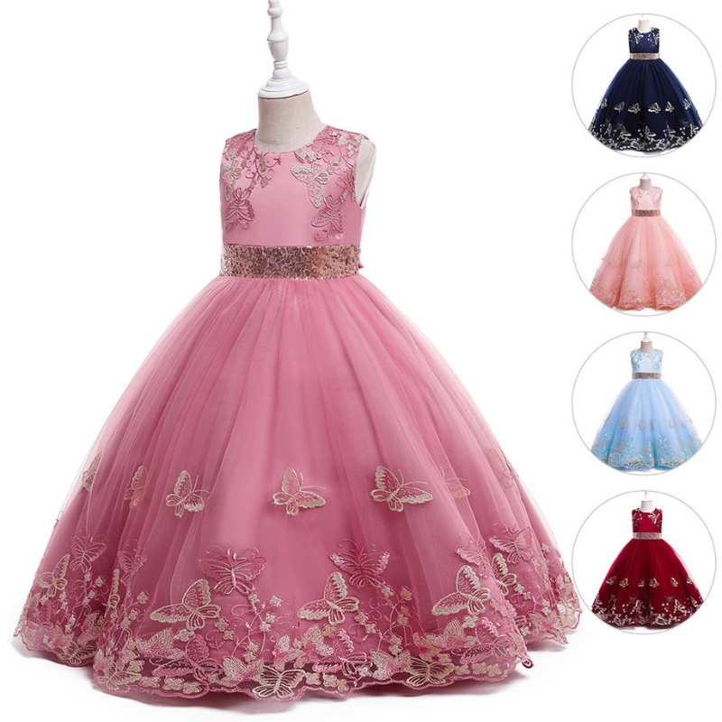 Engros pige brudekjole elegante baby piger broderi design kid kjoler til fødselsdagsfest kjole kjole kjole