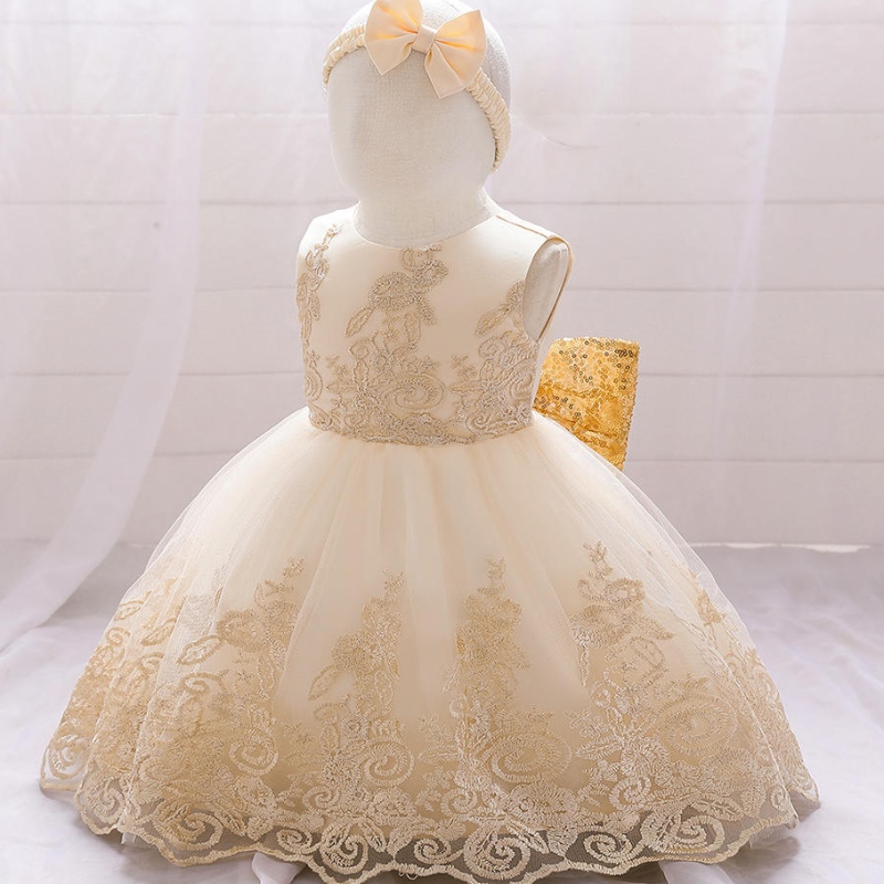 Sommer sequin Big Bow Baby Girl Dress 1. første fødselsdagsfest brudekjole til pige prinsesse aftenkjoler børnetøj