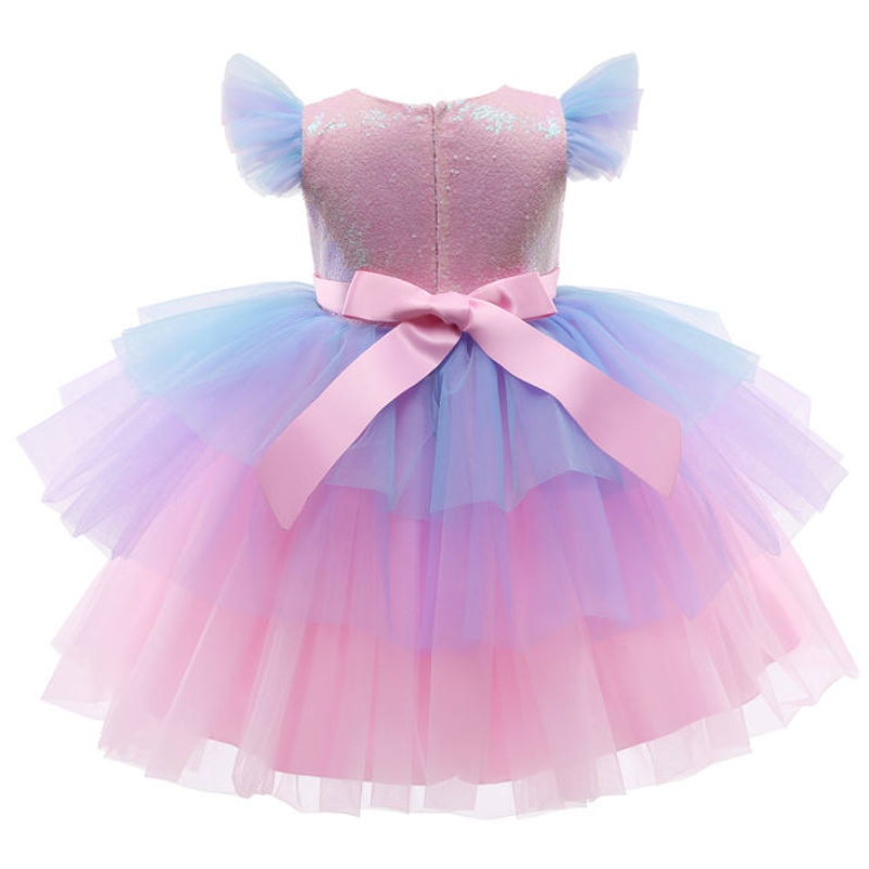 Piger formelle prinsesse kjole børn blonder tyl regnbue elegant aften fest kage tutu prom kjole børn bryllup communion Kostume